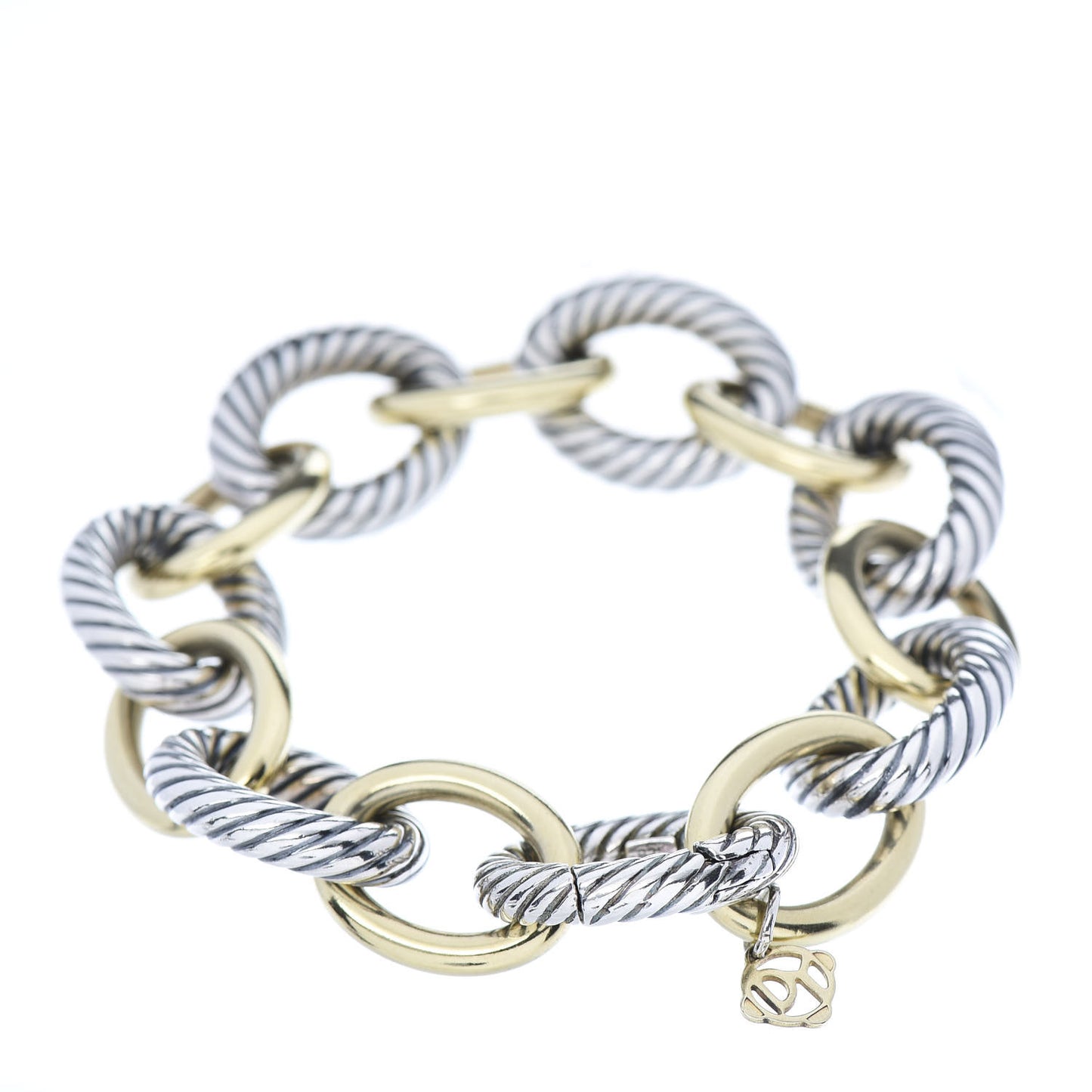 Sterling Silver 18K Yellow Gold 17mm Extra Large Oval Link Bracelet