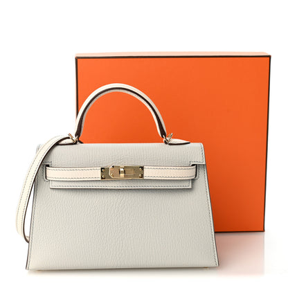 Hermes Chevre Mysore Horseshoe Mini Kelly Sellier 20 Gris Platine Nata 11 of 11
