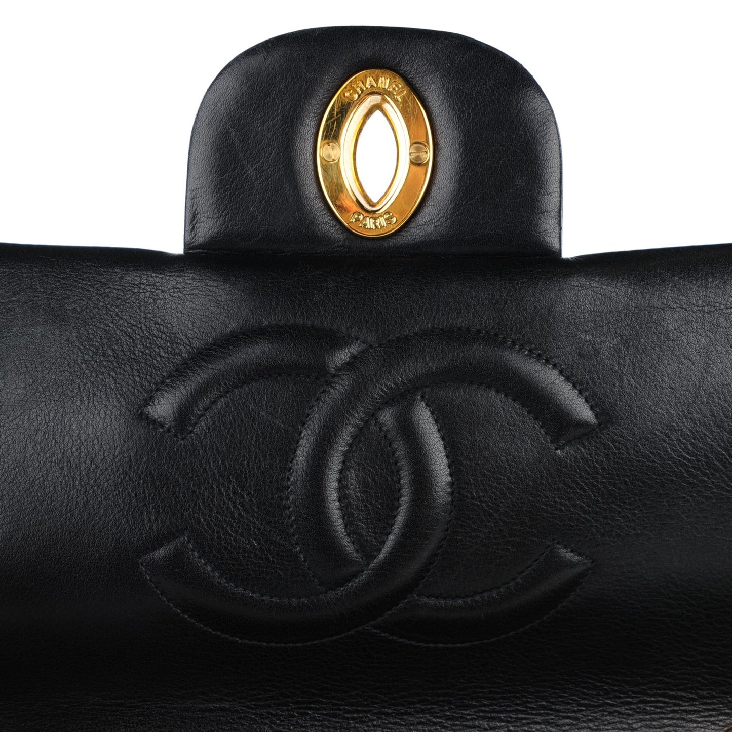 Lambskin Quilted XL Jumbo Single Flap Black
