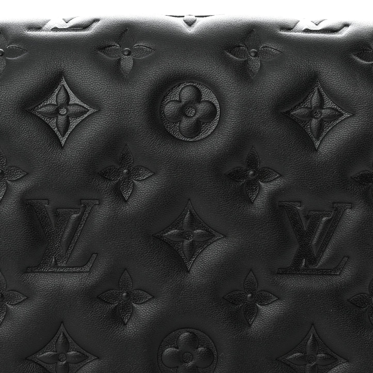 Lambskin Embossed Monogram Pochette Coussin Black