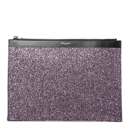 Saint Laurent Calfskin Glitter Zipped Tablet Holder Purple 1 of 8