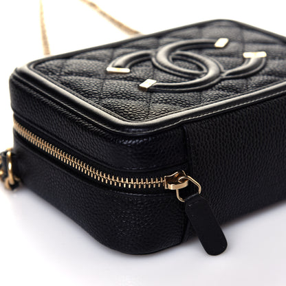 Chanel Caviar Quilted CC Filigree Vanity Clutch With Chain Black 8 of 13