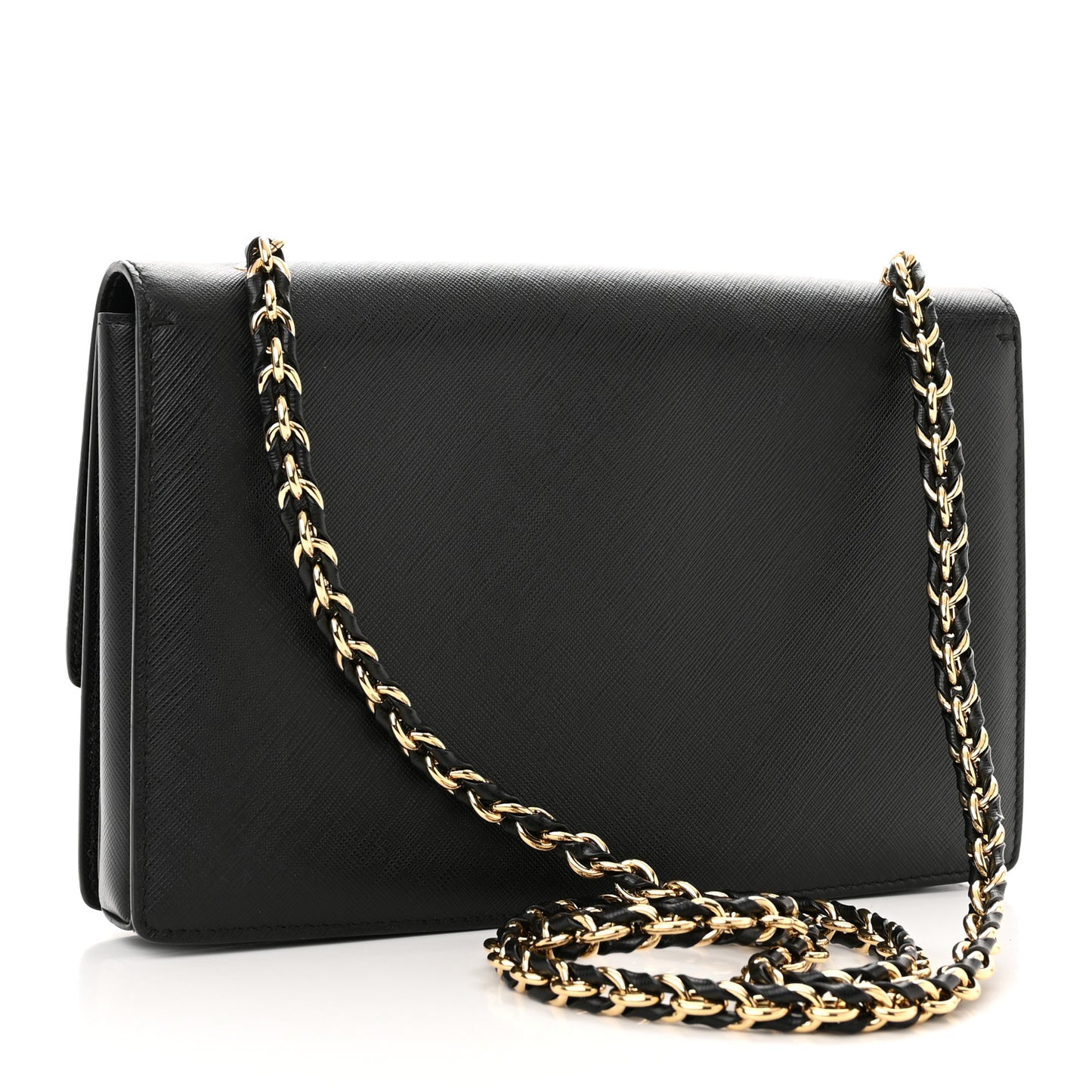 Printed Calfskin Vara Bow Chain Flap Crossbody Black
