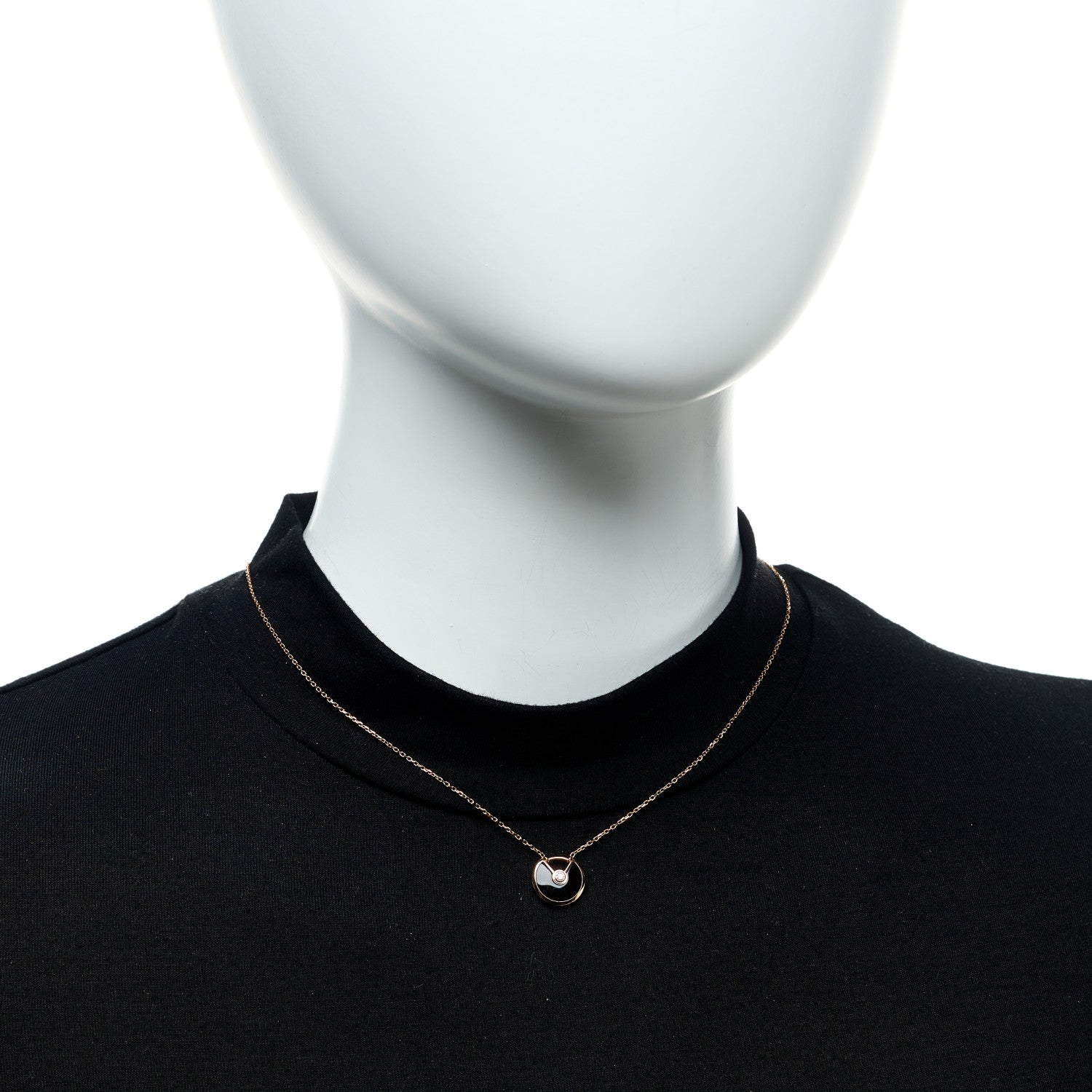 Cartier 18K Pink Gold Diamond Black Onyx XS Amulette de Cartier Pendant Necklace 2 of 6