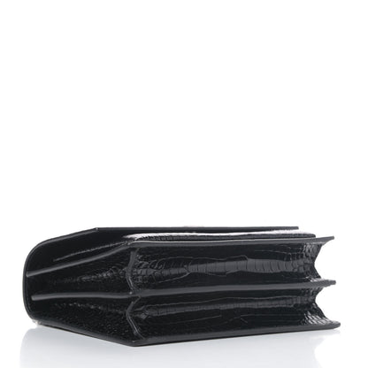 Saint Laurent Calfskin Crocodile Embossed Medium Monogram Sunset Black 3 of 4