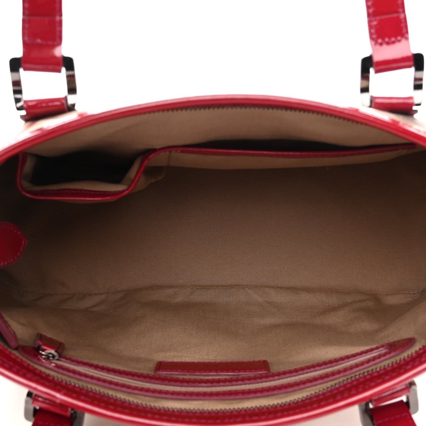 Nova Check Patent Trim Shopper Tote Red