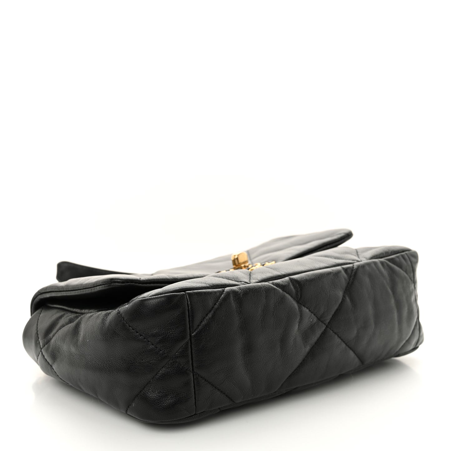 Shiny Goatskin Quilted Medium Chanel 19 Flap Black