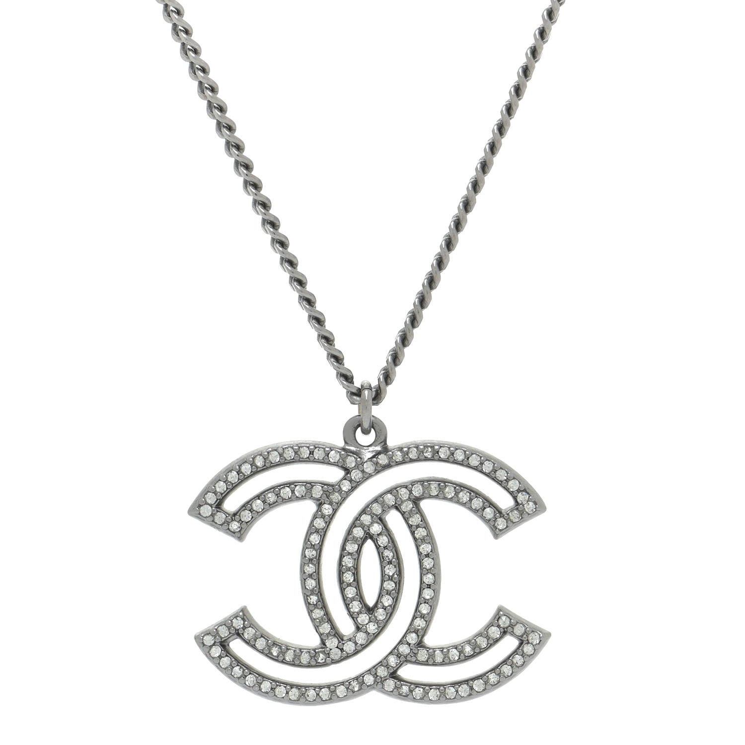 Chanel Crystal CC Necklace Ruthenium 4 of 5
