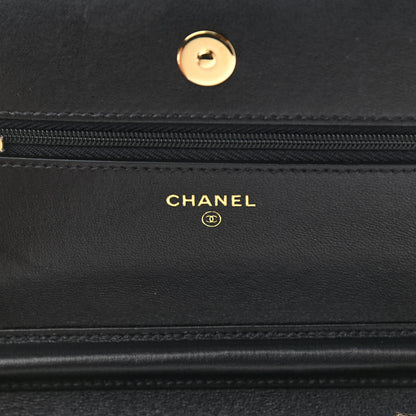Chanel Lambskin Quilted Wallet On Chain WOC Black 6 of 15