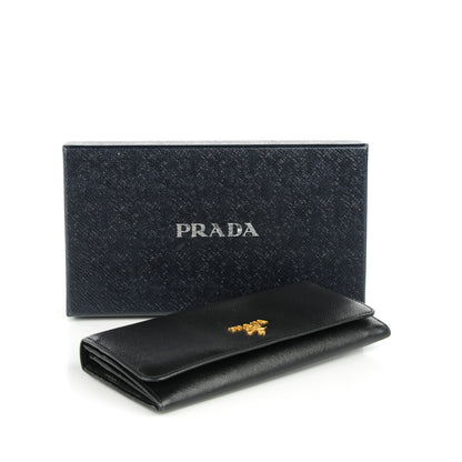 Prada Saffiano Metal Continental Flap Wallet Nero Black 4 of 8