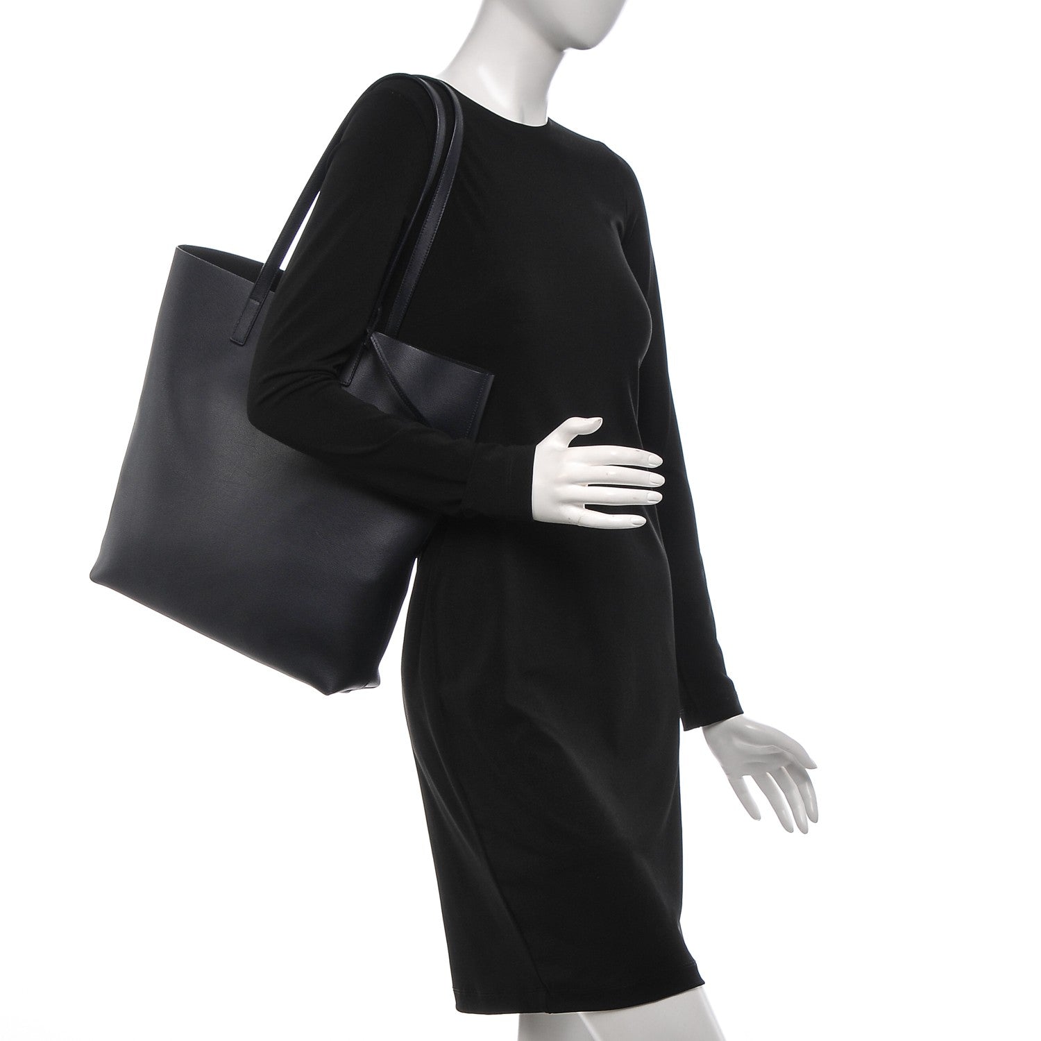 Saint Laurent Calfskin Medium Shopping Tote Navy 2 of 8