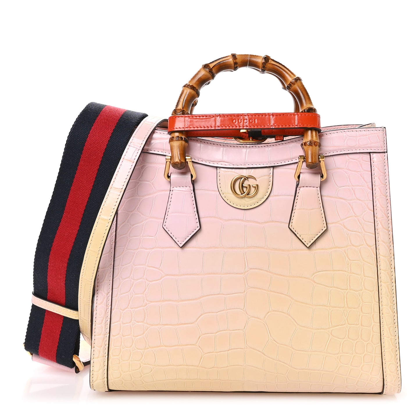 Crocodile Small Diana Tote Pink Multicolor