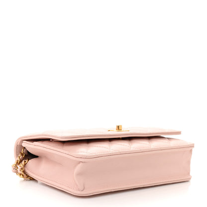 Chanel Lambskin Quilted CC Pearl Crush Wallet on Chain WOC Pink 4 of 12