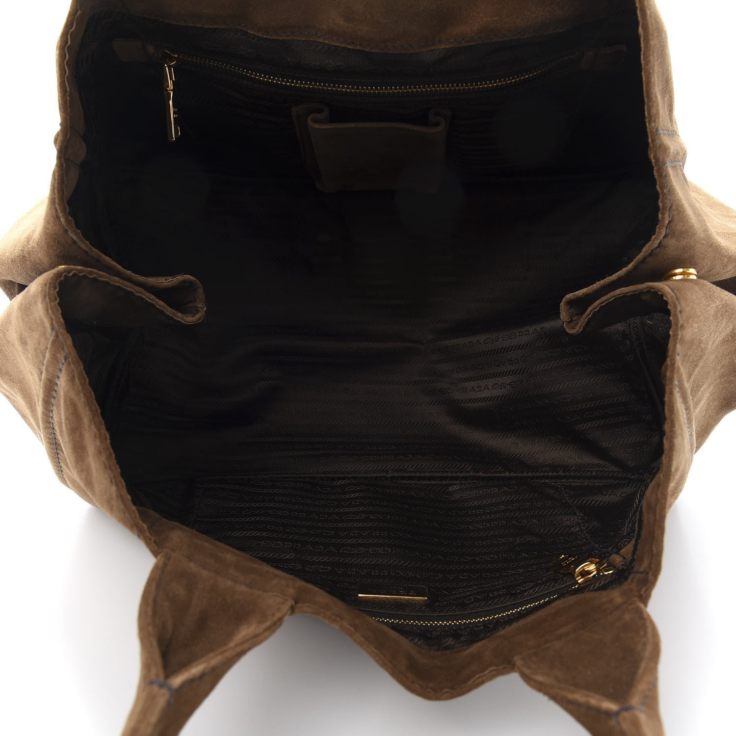 Prada Suede Scamosciato Logo Tote Sigaro 5 of 13