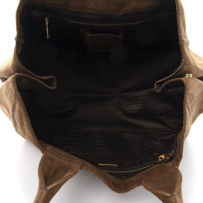 Prada Suede Scamosciato Logo Tote Sigaro 5 of 13