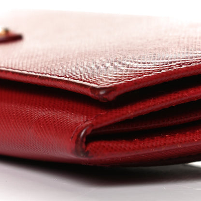 Prada Saffiano Metal Continental Flap Wallet Fuoco 9 of 11