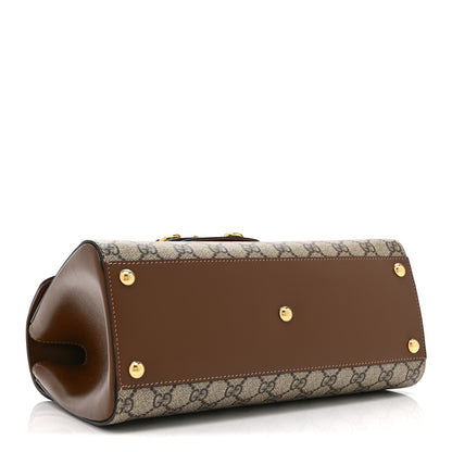 Gucci GG Supreme Monogram Calfskin Medium Horsebit 1955 Top Handle Bag Beige Ebony Brown Sugar 4 of 11