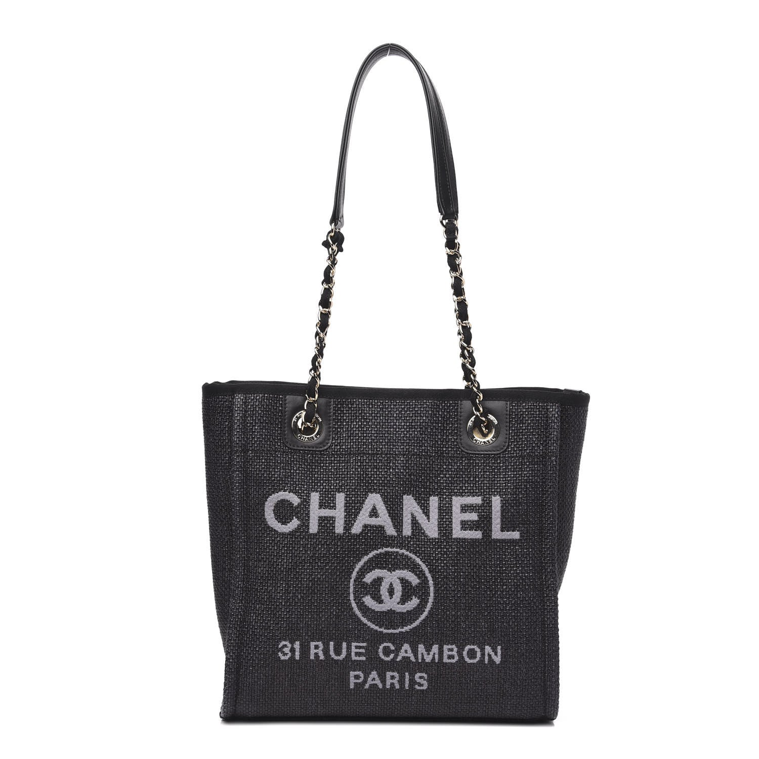 Chanel Woven Straw Raffia Mini Deauville Tote Black 1 of 12