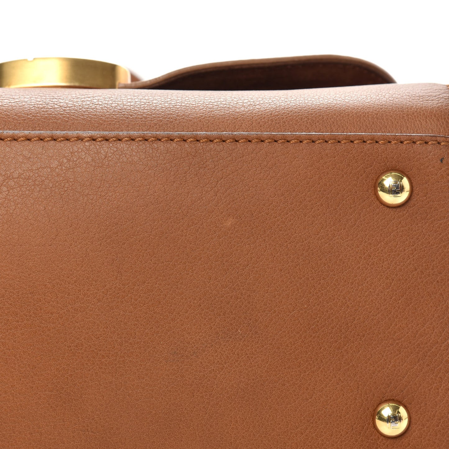 Calfskin Colorblock Anna Shoulder Bag Brown