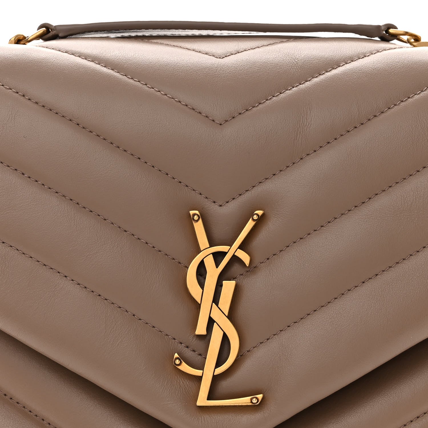 Saint Laurent Calfskin Y Quilted Monogram Medium Loulou Chain Satchel Dark Latte 8 of 10