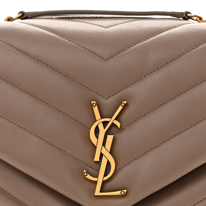 Saint Laurent Calfskin Y Quilted Monogram Medium Loulou Chain Satchel Dark Latte 8 of 10