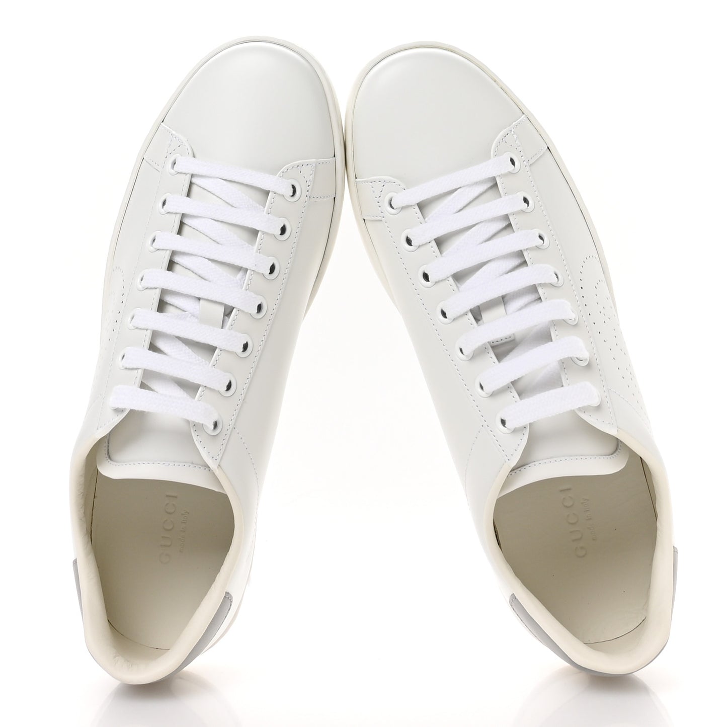 Calfskin Interlocking G Perforated Womens Ace Sneakers 38.5 White Grey Sky