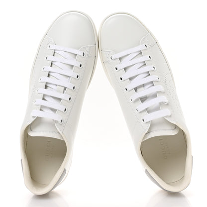 Gucci Calfskin Interlocking G Perforated Womens Ace Sneakers 38.5 White Grey Sky 2 of 9