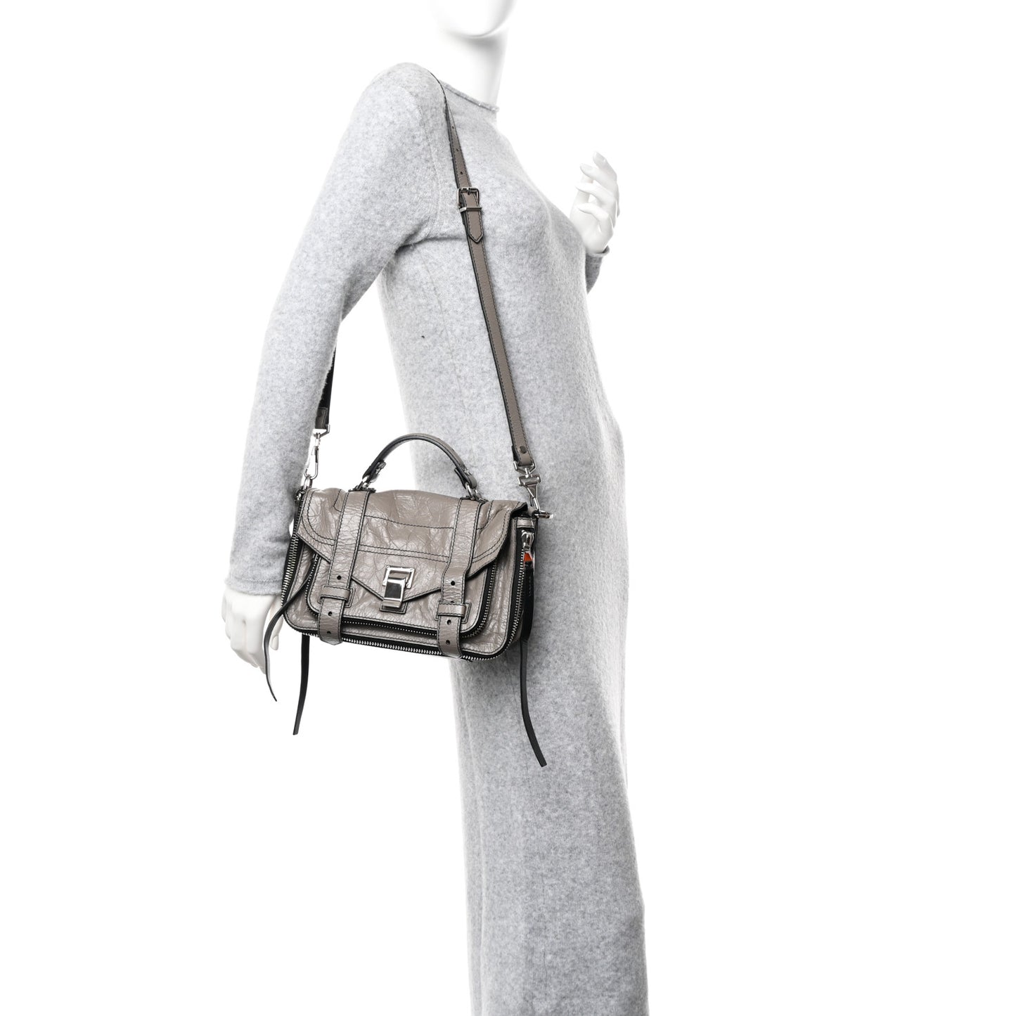 Paper Lambskin Tiny PS1 Plus Zip Satchel Dark Taupe