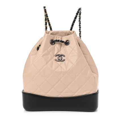 Chanel Aged Calfskin Quilted Small Gabrielle Backpack Beige Black 1 of 9