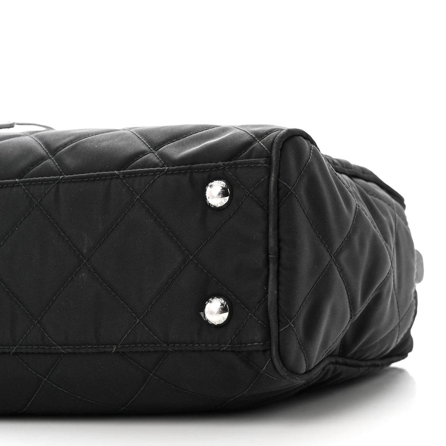 Nylon Tessuto Impuntu Quilted Shoulder Bag Black