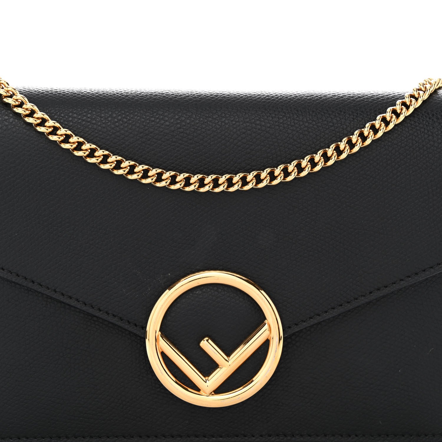 Fendi Vitello Cruise F is Fendi Medium Envelope Wallet on Chain Black 6 of 8