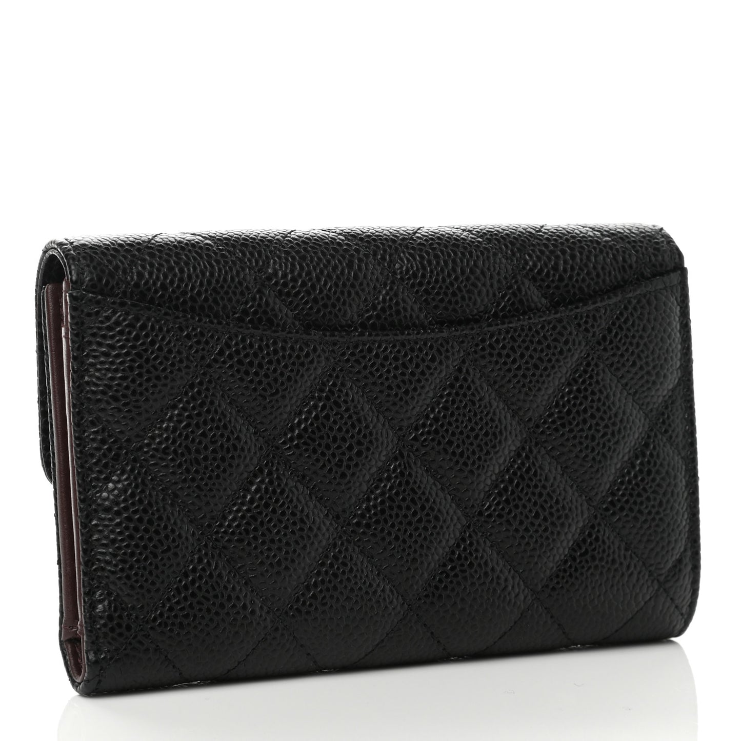 Caviar Quilted Medium Flap Wallet Black