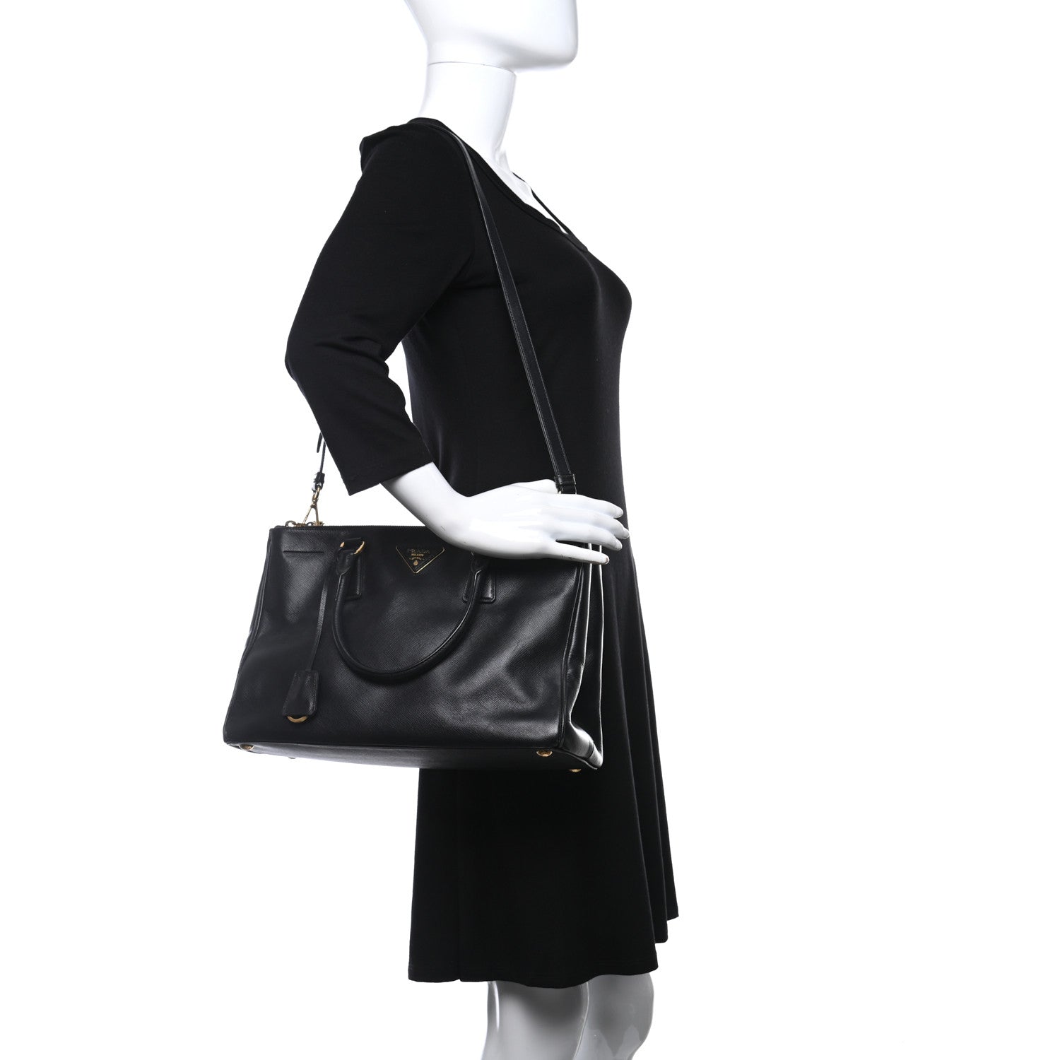 Prada Saffiano Medium Galleria Double Zip Tote Black 2 of 16