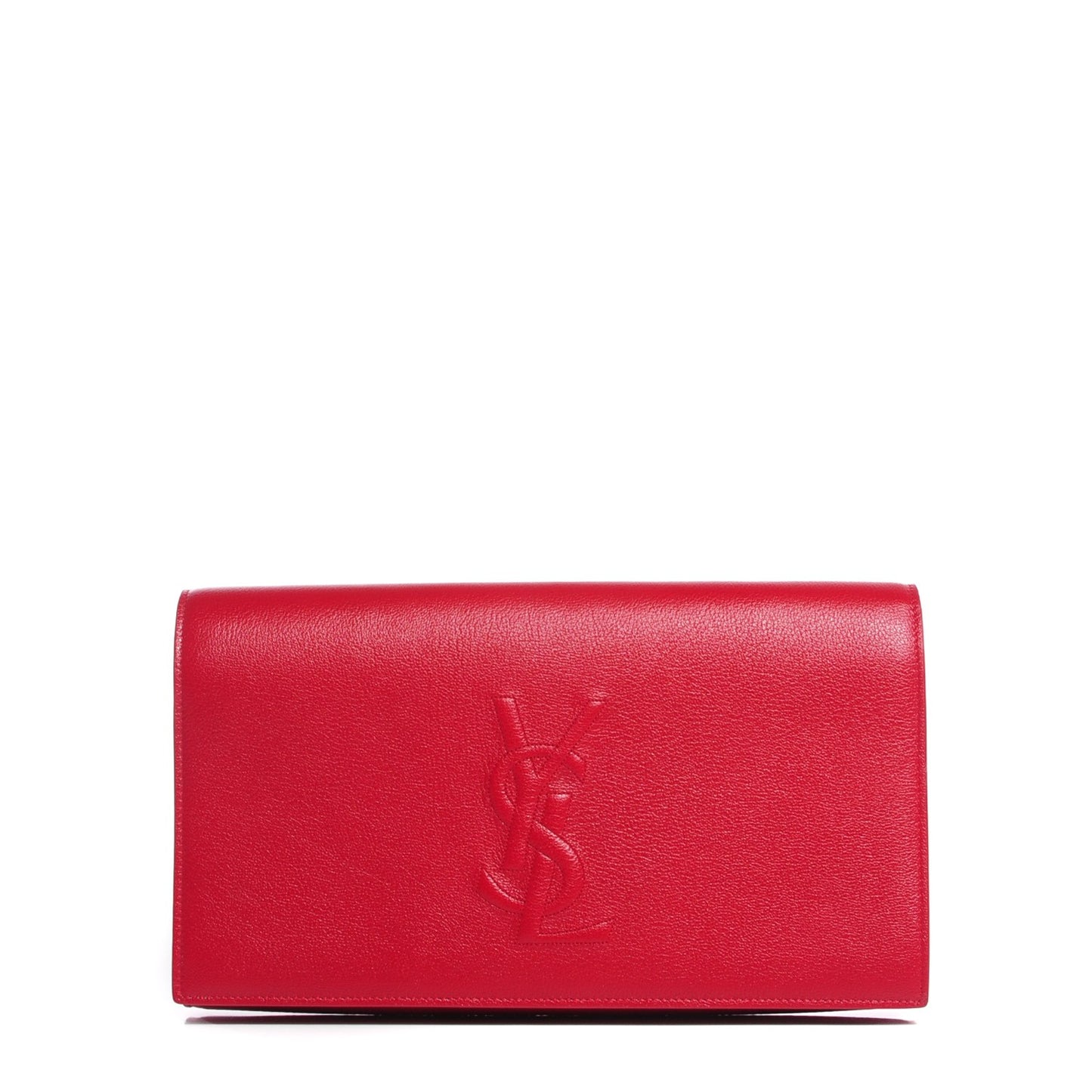 Calfskin Monogram Large Belle De Jour Clutch Lipstick Red