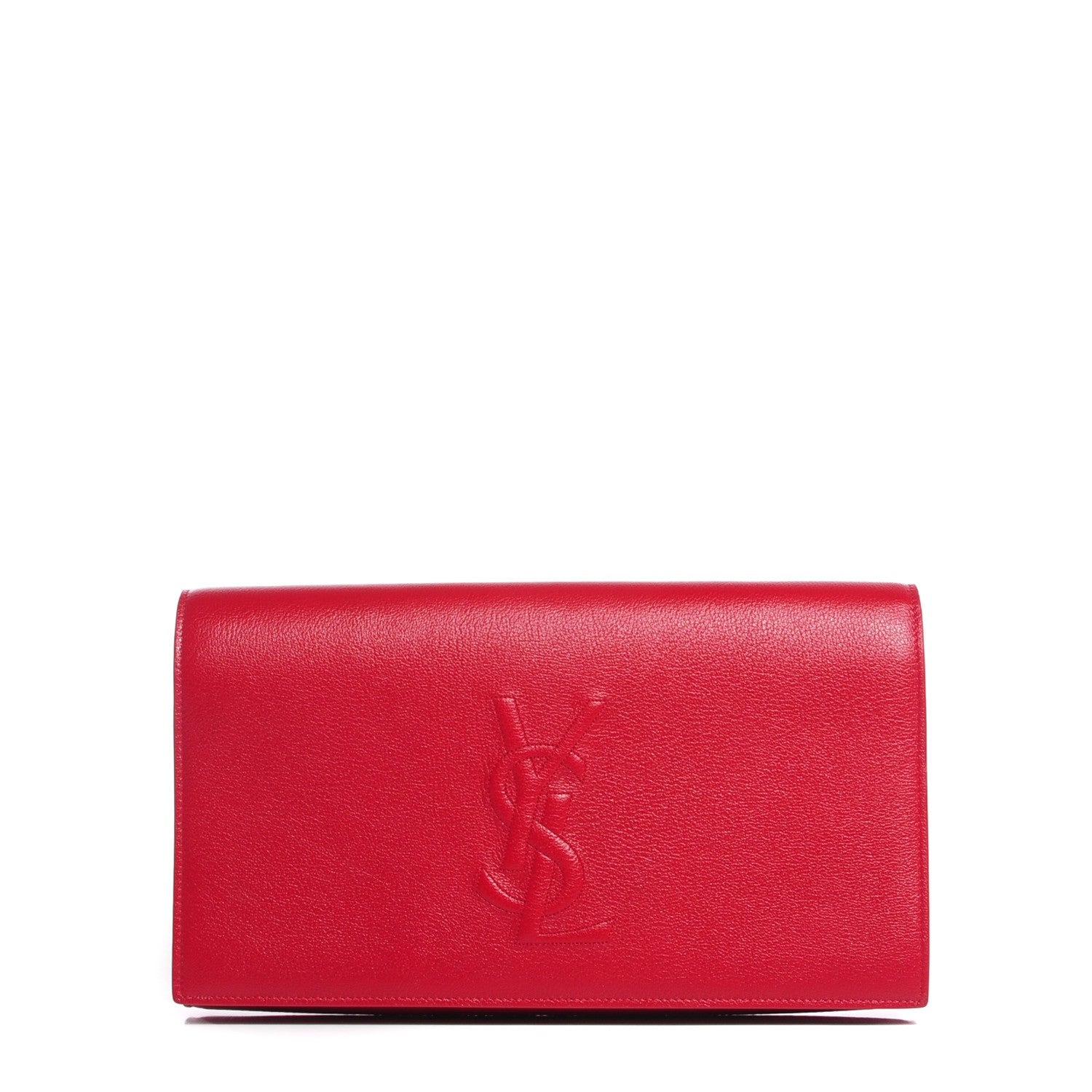 Saint Laurent Calfskin Monogram Large Belle De Jour Clutch Lipstick Red 1 of 7
