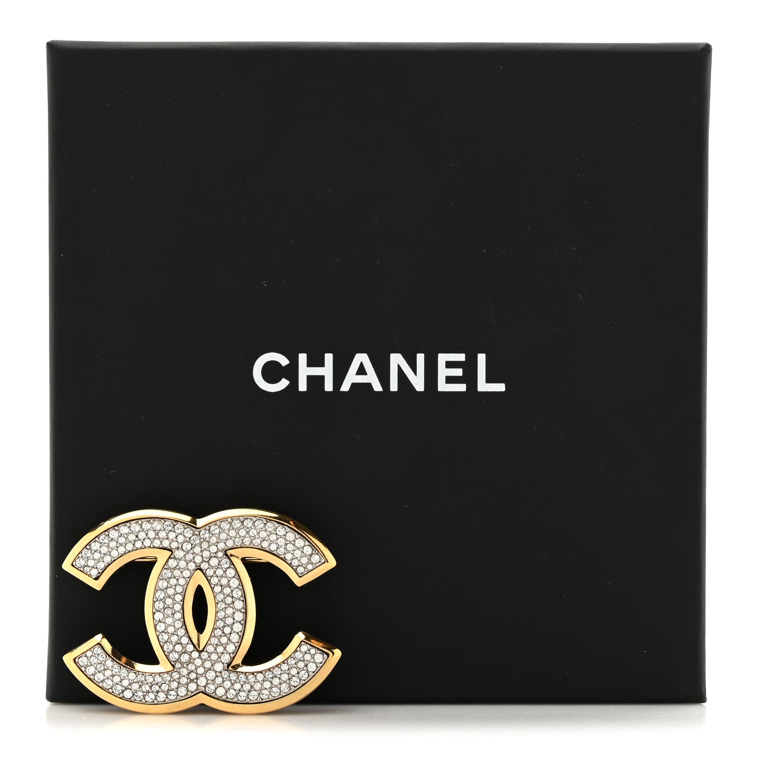 Chanel Crystal CC Brooch Gold 8 of 8