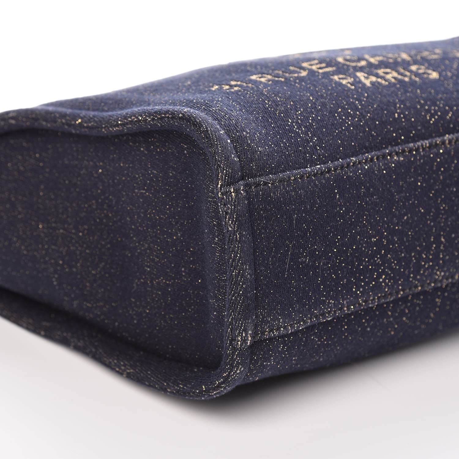 Chanel Lurex Canvas Mini Deauville Tote Navy Blue Gold 8 of 9
