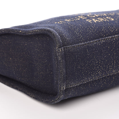 Chanel Lurex Canvas Mini Deauville Tote Navy Blue Gold 8 of 9