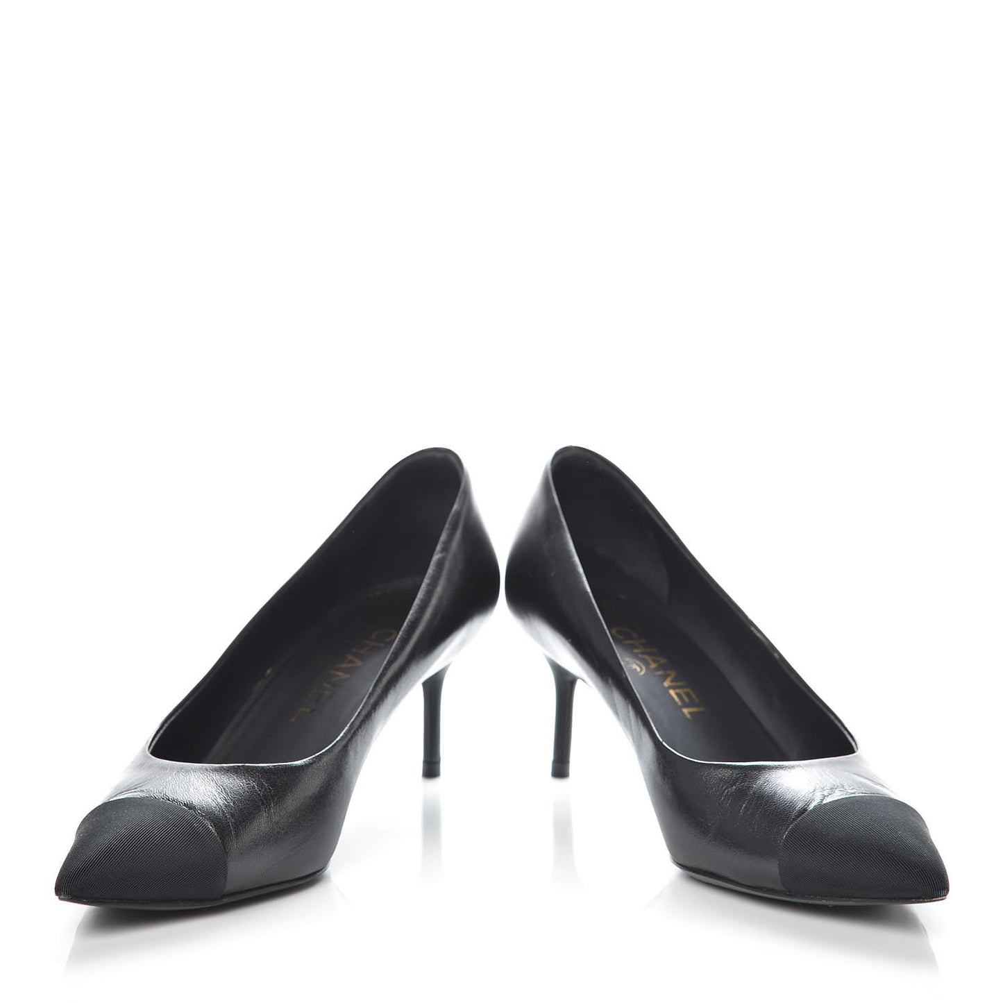 Lambskin CC Cap Toe Pumps 36 Black