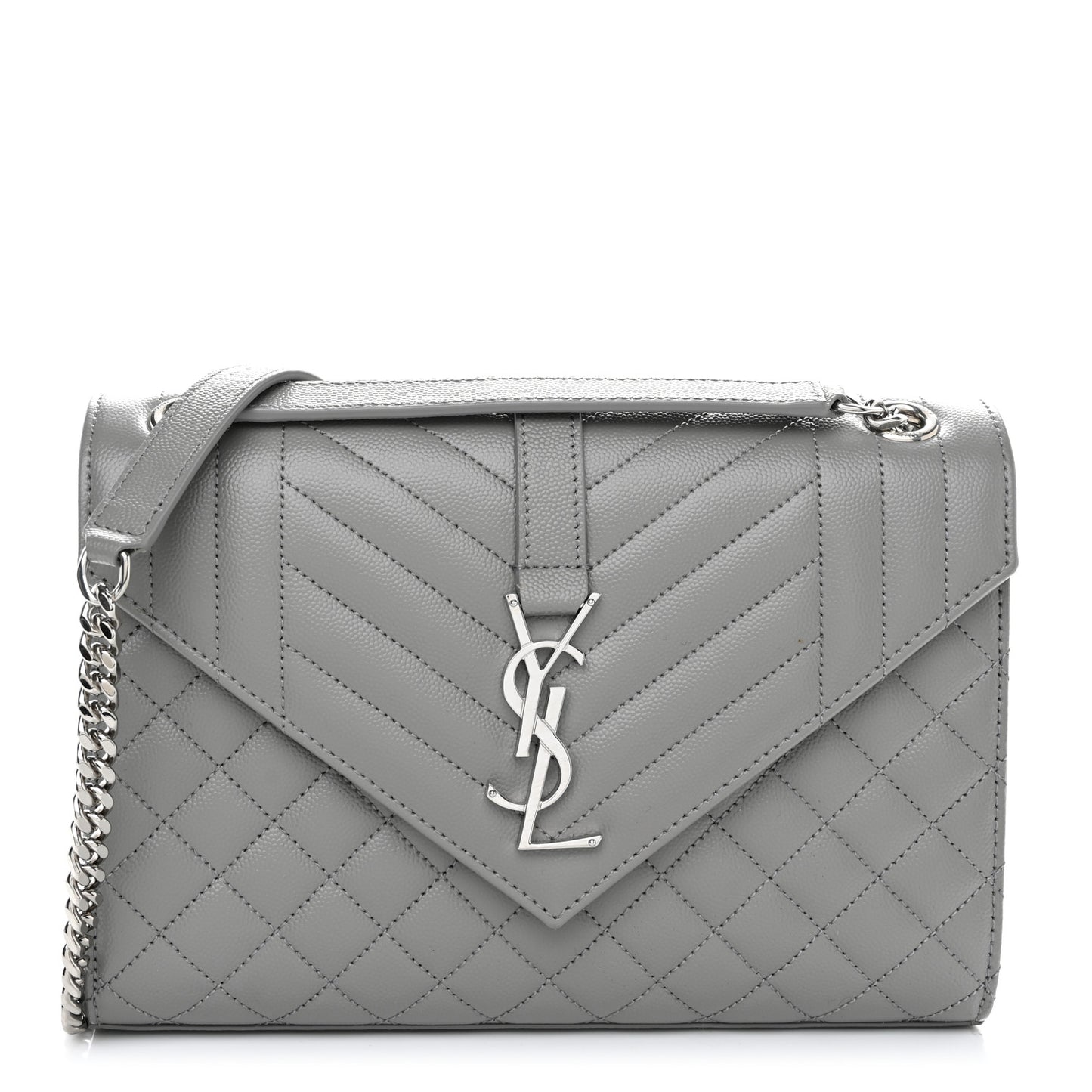 Grain De Poudre Textured Mixed Matelasse Medium Triquilt Monogram Satchel New Stone