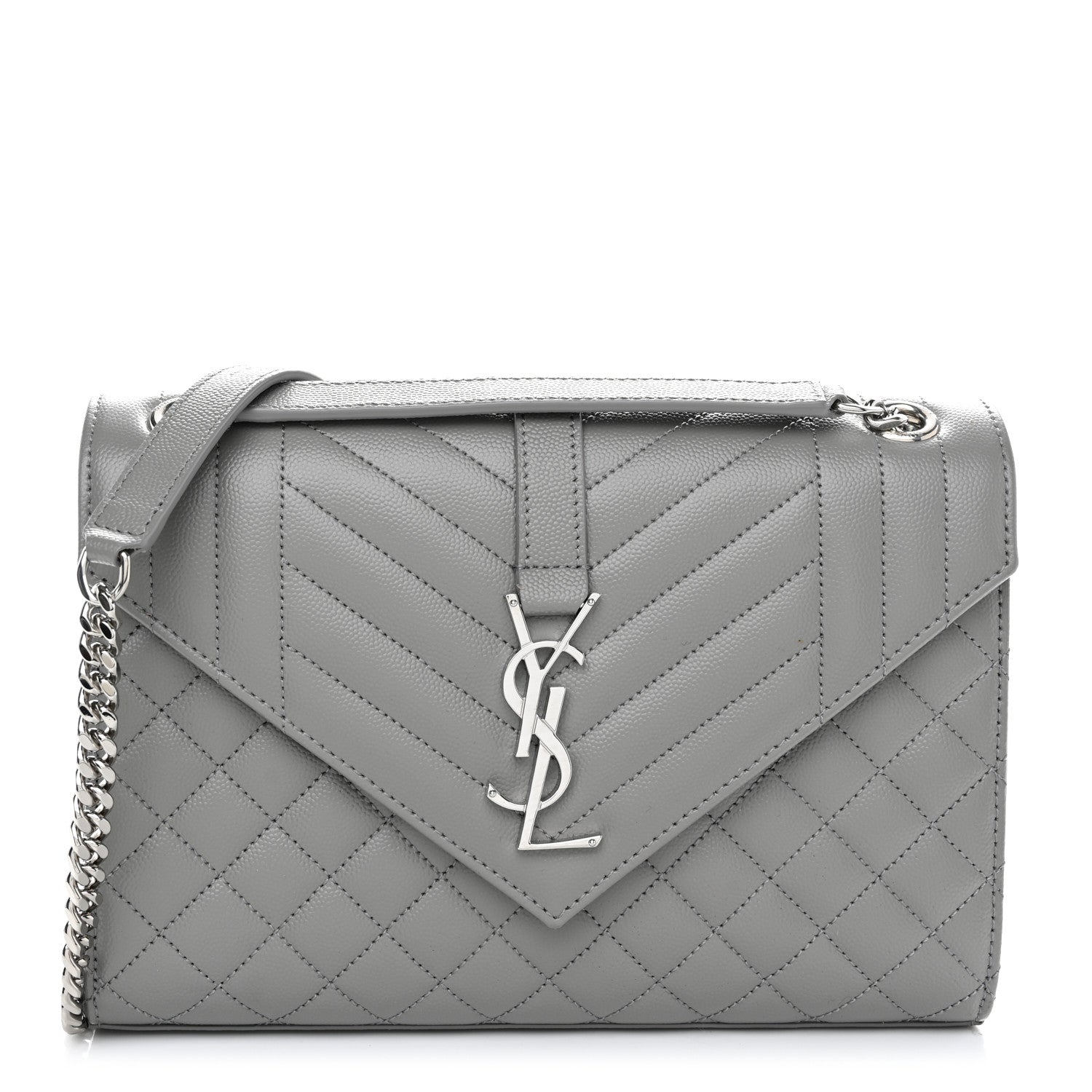 Saint Laurent Grain De Poudre Textured Mixed Matelasse Medium Triquilt Monogram Satchel New Stone 1 of 9