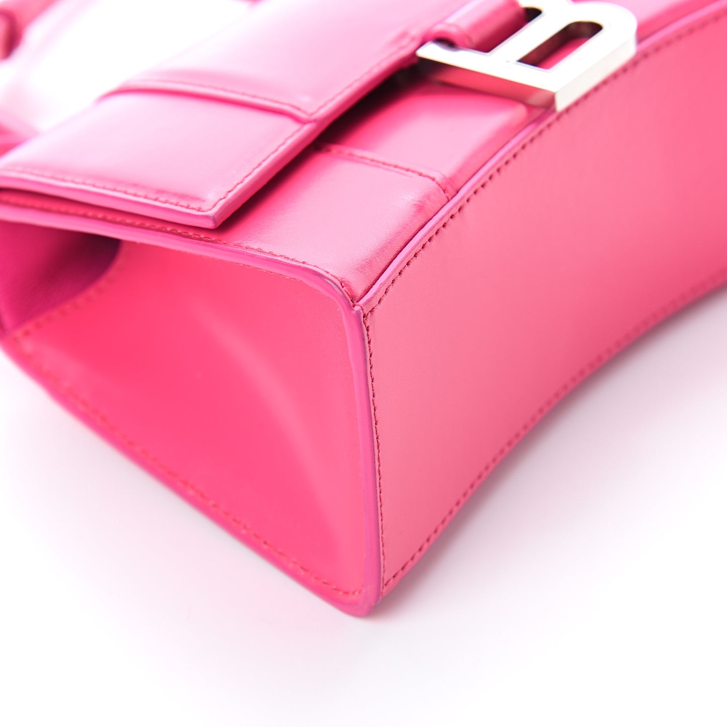 Shiny Box Calfskin Hourglass Top Handle Bag XS Acid Fuchsia