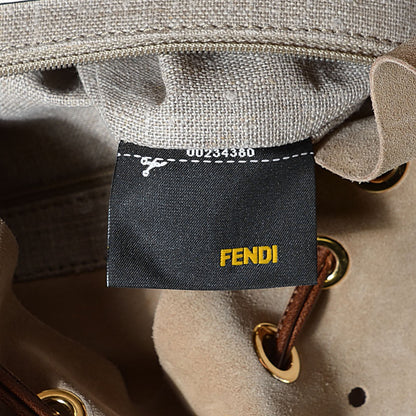 Fendi Linen Calfskin B Fab Drawstring Tote Brown 8 of 10