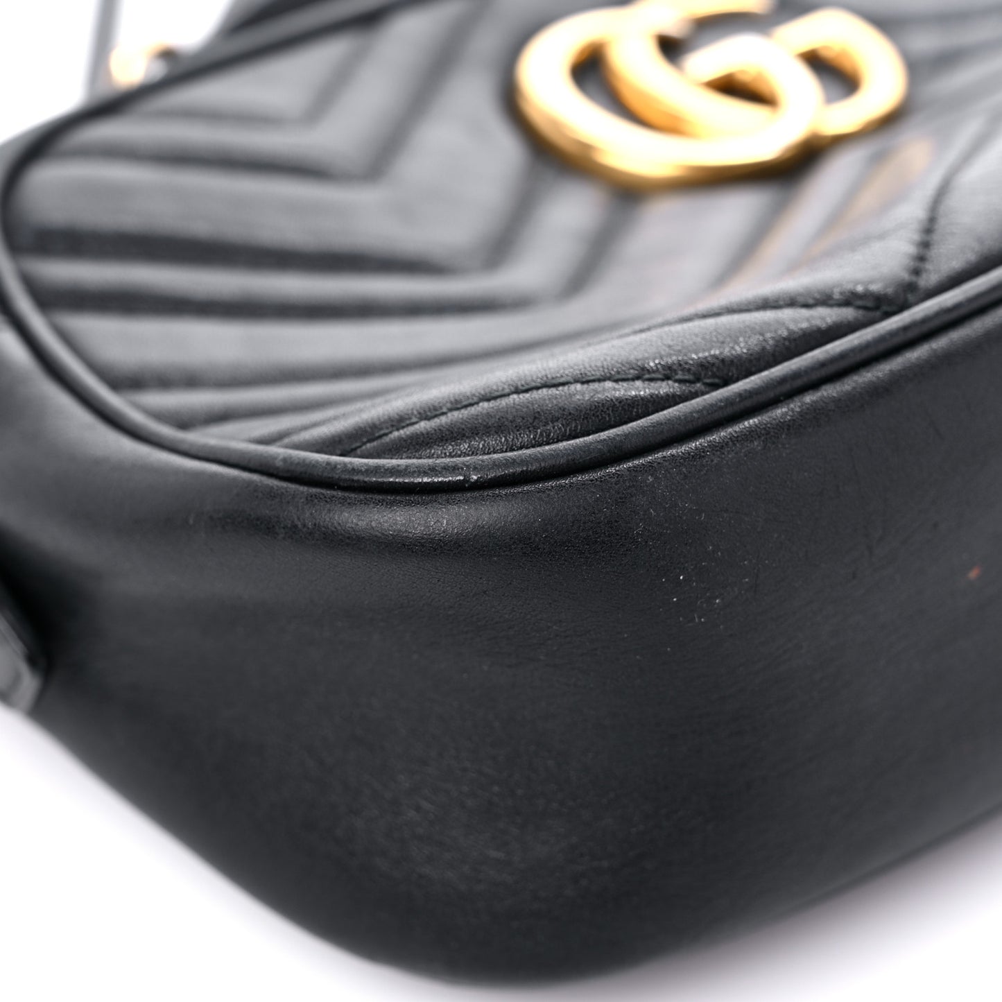 Calfskin Matelasse Small GG Marmont Chain Shoulder Bag Black