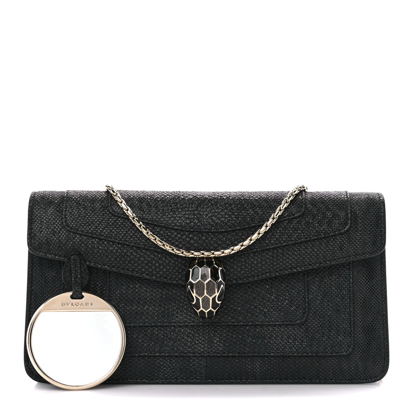 Metallic Karung Serpenti Forever Shoulder Bag Black