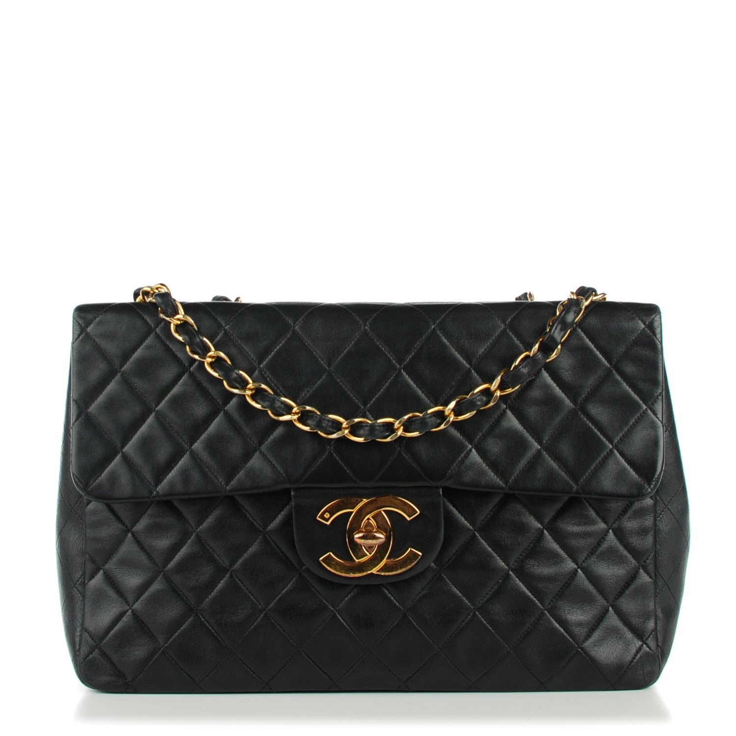Chanel Lambskin Quilted XL Jumbo Single Flap Black 1 of 10