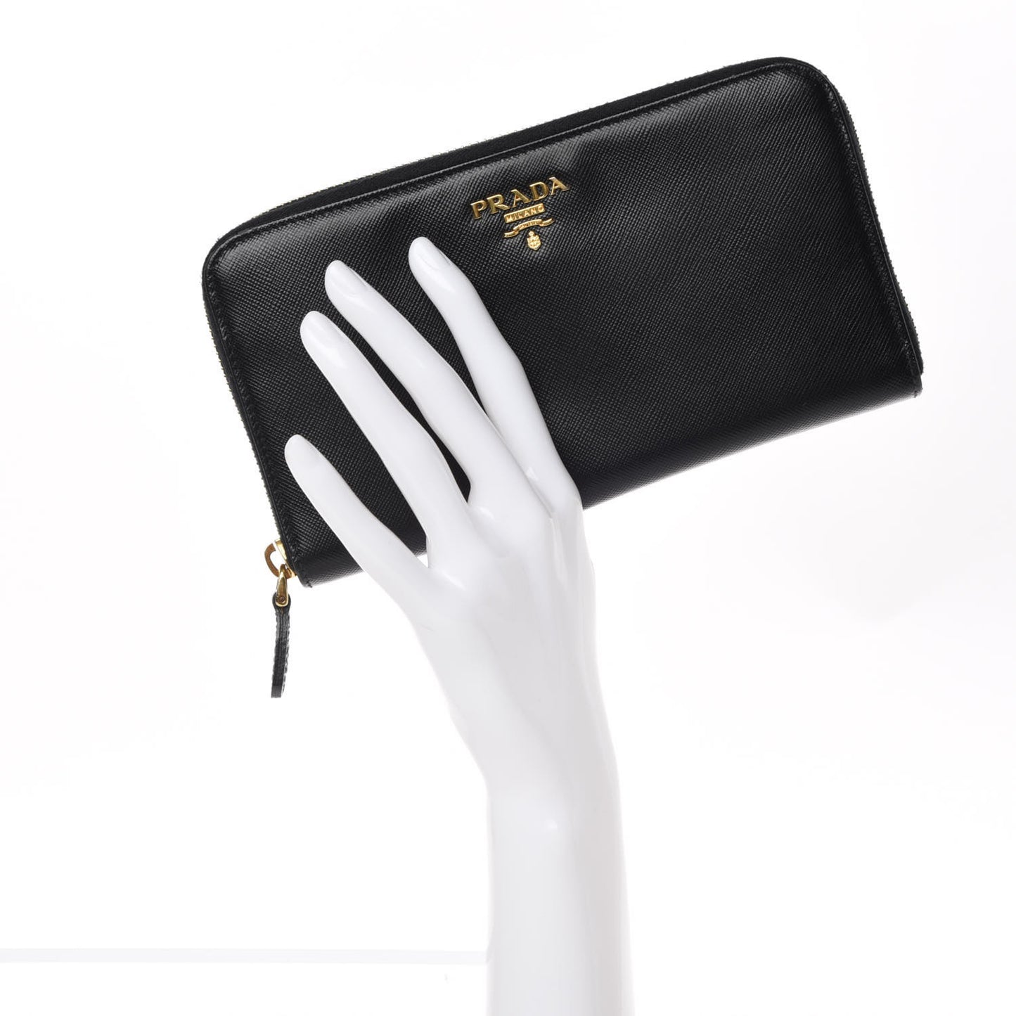 Saffiano Colour Zip Around Wallet Black Peonia