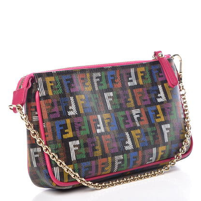 Fendi Zucchino Spalmati FF Multicolor Pochette Tobacco Multicolor Fuchsia 3 of 12