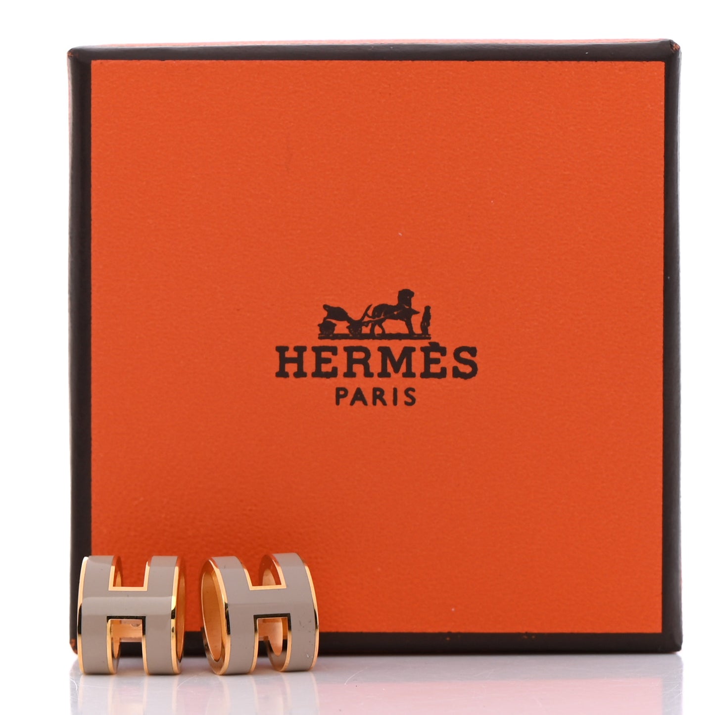 Gold Lacquered Pop H Earrings Marron Glace