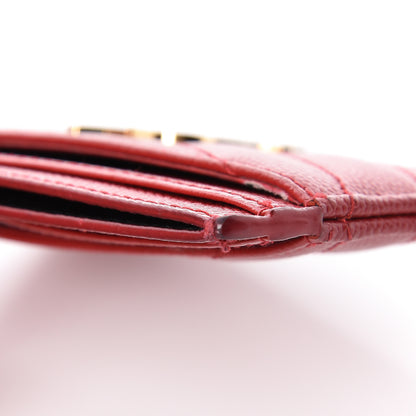 Saint Laurent Grain De Poudre Matelasse Chevron Credit Card Case New Red 11 of 15
